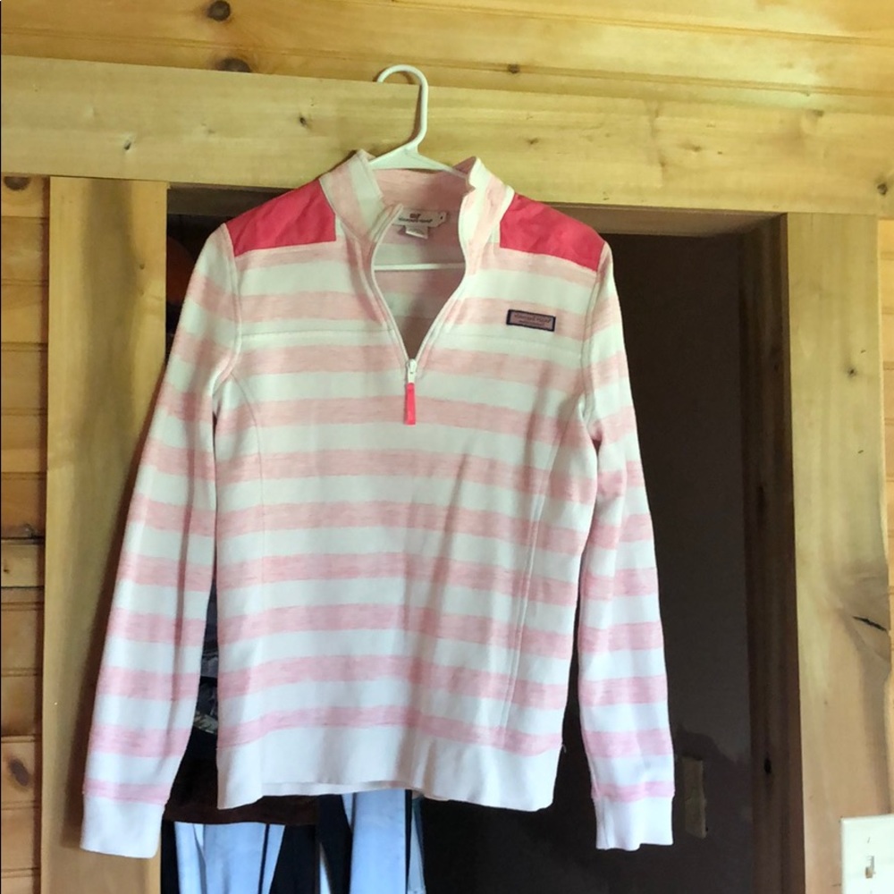 pink striped vineyard vines sweatshirt